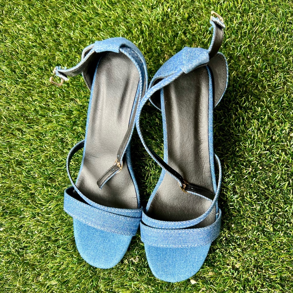 New woman denim heels 7.5